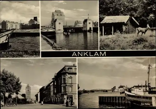 Ak Anklam, Am Hafen, Tierpark, Steinstraße, Blick in die Peenestraße