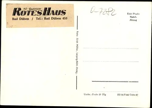 Ak Bad Düben an der Mulde Sachsen, HO-Gaststätte Rotes Haus, Saal