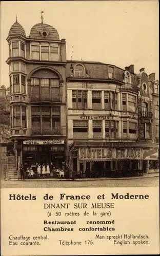 Ak Dinant Wallonien Namur, Hotels de France et Moderne