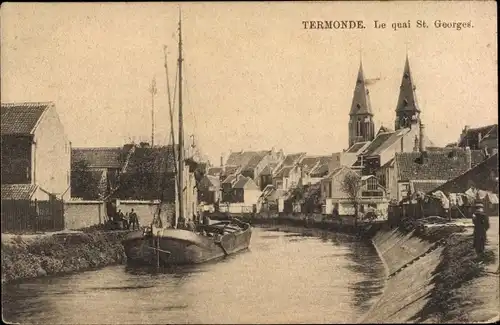 Ak Dendermonde Termonde Ostflandern, Le Quai St. Georges