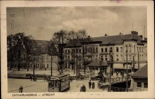 Ak Utrecht Niederlande, Catharijnebrug, Straßenbahn