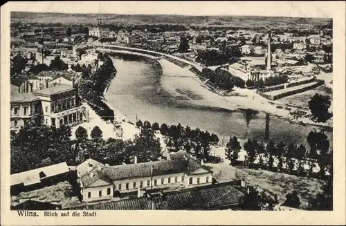 Ak Vilnius Wilna Litauen, Blick auf die Stadt, Fluss