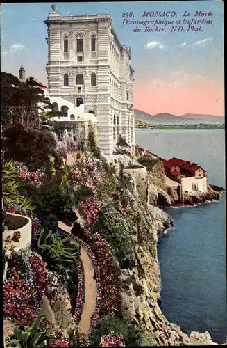 Ak Monaco, La Musee Oceanographique et les Jardins du Rocher