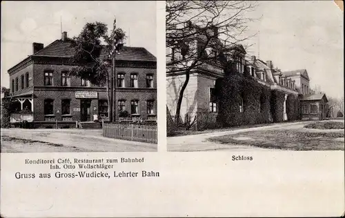 Ak Großwudicke Milower Land Brandenburg, Restaurant zum Bahnhof, Schloss