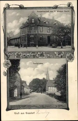 Ak Grasdorf Holle Niedersachsen, Dorfstraße, Gastwirtschaft von H. Wolters Nachf.