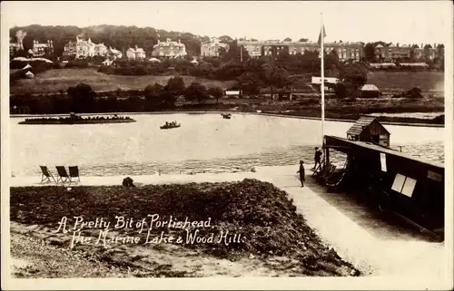 Ak Portishead Somerset England, Marine Lake, Wood Hill