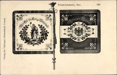 Ak Berlin Friedrichshain, Standarten, Fahnen, Mit Gott für König und Vaterland, Kriegerverein