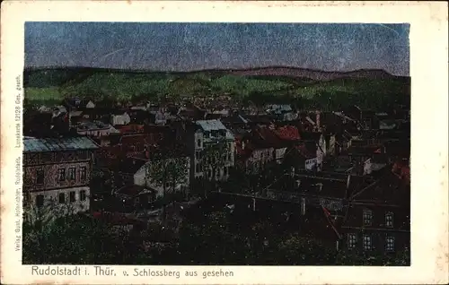 Luna Ak Rudolstadt in Thüringen, Stadtansicht vom Schlossberg aus gesehen