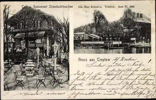 Ak Berlin Treptow, Cafe und Restaurant Strandschlösschen