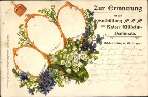 Präge Ak Hildesheim in Niedersachsen, Enthüllung des Kaiser Wilhelm Denkmals 1900, Portraits
