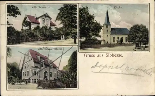 Ak Sibbesse in Niedersachsen, Villen Schwetje und Schwerdtfeger, Kirche