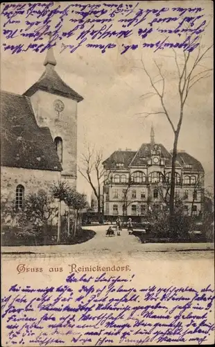 Ak Berlin Reinickendorf, Straßenpartie an der Kirche