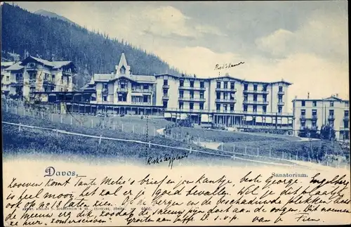 Ak Davos Kanton Graubünden, Blick auf das Sanatorium