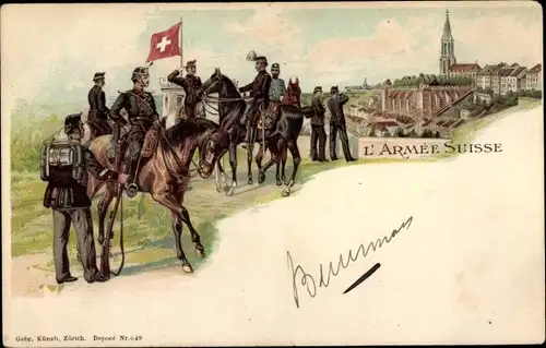 Litho Schweiz, L'Armee Suisse, Schweizer Soldaten in Uniformen