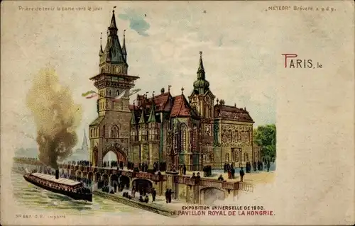 Halt gegen das Licht Litho Paris, Exposition Universelle 1900, Pavillon Royal de la Hongrie