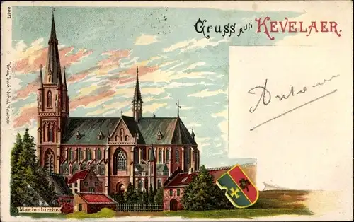 Wappen Litho Kevelaer am Niederrhein, Blick auf die Marienkirche