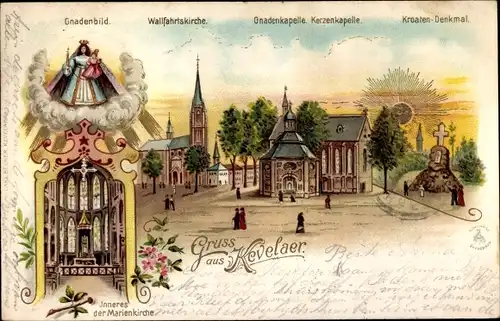 Litho Kevelaer am Niederrhein, Marienkirche, Gnadenbild, Wallfahrtskirche, Gnadenkapelle
