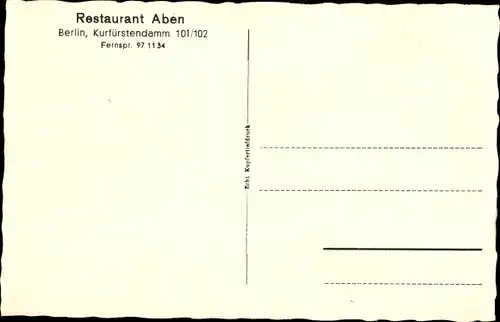 Ak Berlin Charlottenburg, Restaurant Aben, Kurfürstendamm 101/102