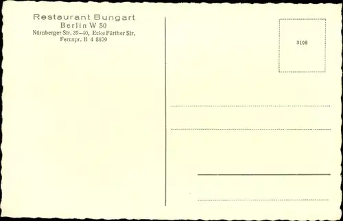 Ak Berlin Schöneberg, Restaurant Bungart, Innenansicht, Nürnberger Str. 39-40