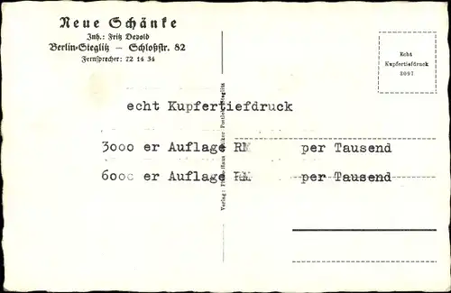 Ak Berlin Steglitz, Gasthaus Neue Schänke, Hochzeitssaal, Schlossstraße 82