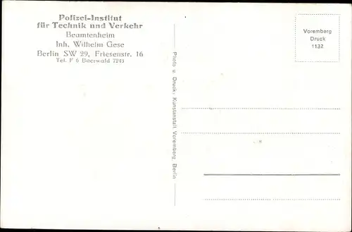 Ak Berlin Kreuzberg, Polizei Institut für Technik und Verkehr, Beamtenheim, Friesenstraße 16