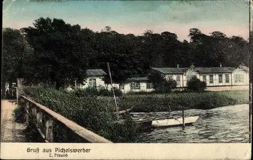 Ak Berlin Spandau Wilhelmstadt Pichelswerder, Gasthof, Brücke, Fluss