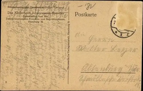 Ak Berlin Spandau, Kinderheim Johannisstift
