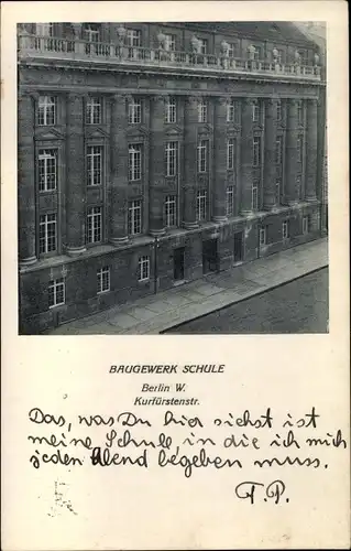 Ak Berlin Mitte, Baugewerkschule, Kurfürstenstraße