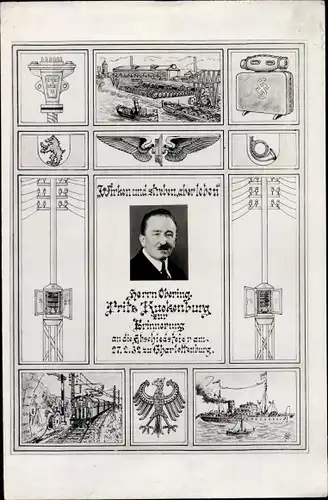 Ak Berlin Charlottenburg, Eisenbahn Oberingenieur Fritz Kuckenburg, Abschiedsfeier 1932