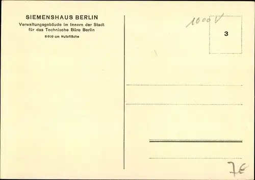 Ak Berlin Spandau Siemensstadt, Verwaltungsgebäude für das Technische Büro