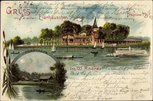 Litho Berlin Treptow, Eierhäuschen, Inh. W. Andrée, Forsthaus