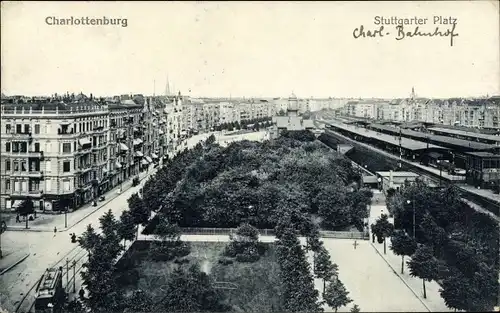 Ak Berlin Charlottenburg, Stuttgarter Platz, Vogelschau