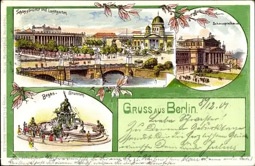 Ak Berlin Mitte, Begas Brunnen, Neptunbrunnen, Schauspielhaus, Schlossbrücke, Lustgarten