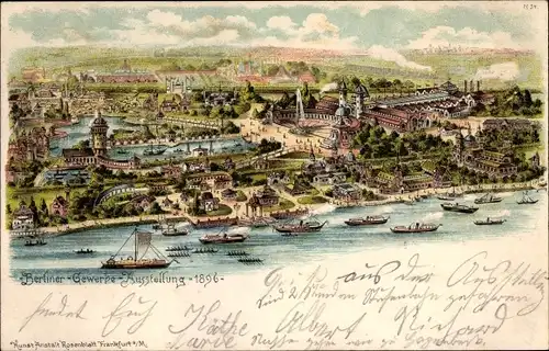 Litho Berlin, Gewerbe Ausstellung 1896, Panorama Ausstellungsgelände