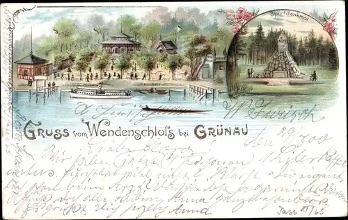 Litho Berlin Köpenick Wendenschloss, Sportdenkmal, Anlegestelle