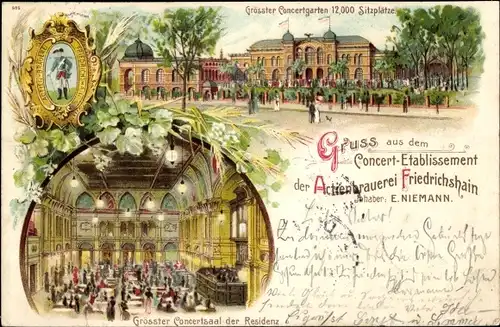 Litho Berlin Friedrichshain, Aktienbrauerei, Konzertsaal, Innenansicht