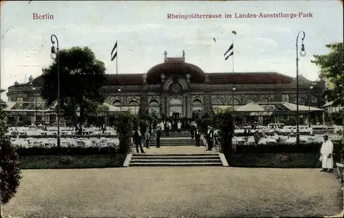 Ak Berlin Tiergarten Moabit, Landesausstellungspark, Rheingoldterrasse