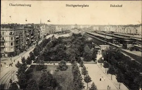 Ak Berlin Charlottenburg,  Stuttgarterplatz, Bahnhof, Gleispartie