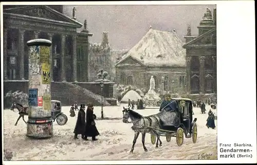 Künstler Ak Skarbina, Franz, Berlin Mitte, Gendarmenmarkt, Kutsche, Winter