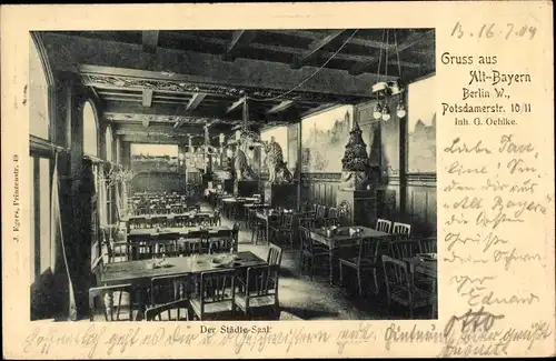 Ak Berlin Tiergarten, Potsdamer Straße 10-11, Gasthaus Alt Bayern, Städte-Saal