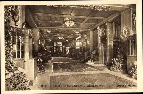 Ak Berlin Tiergarten, Potsdamer Platz, Hotel Der Fürstenhof, Große Halle