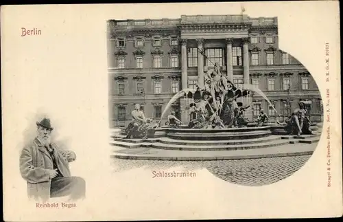 Ak Berlin Mitte, Schlossbrunnen, Reinhold Begas