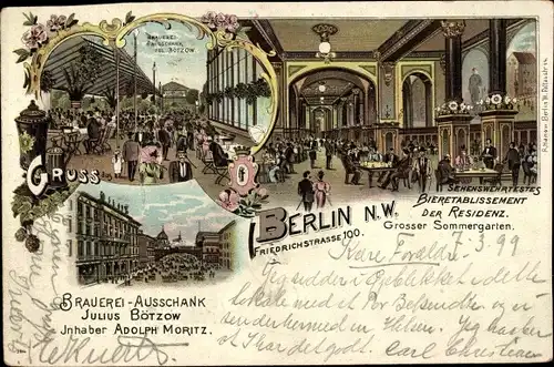 Litho Berlin Mitte, Brauerei Ausschank Julius Bötzow, Adolph Moritz, Friedrichstr. 100