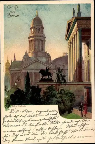 Künstler Litho Kley, Heinrich, Berlin Mitte, Neue Kirche und Schauspielhaus