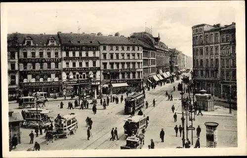 Ak Berlin Kreuzberg, Moritzplatz, Straßenpartie, Straßenverkehr, Straßenbahnen