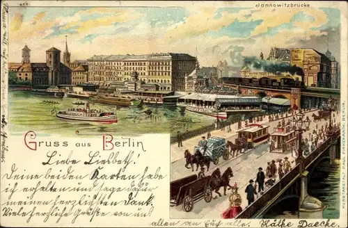 Litho Berlin, Jannowitzbrücke, Pferdebahn