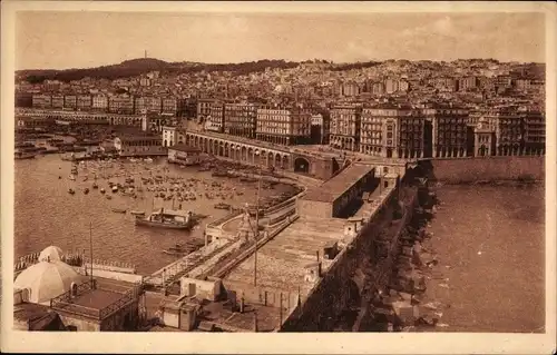 Ak Algier Alger Algerien, l'Amirauté, Hafen, Boote, Gesamtansicht