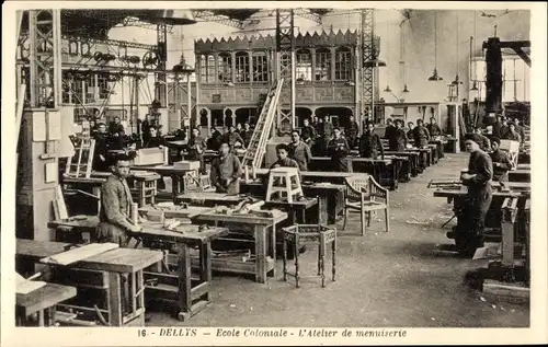Ak Delles Dellys Algerien, Ecole Coloniale, L'Atelier de menuiserie