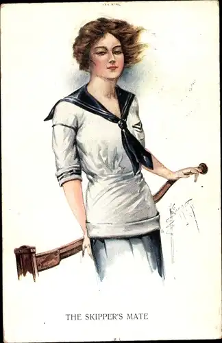 Künstler Ak Barber, Court, Yachting girl, Mädchen in Seemannskleidung