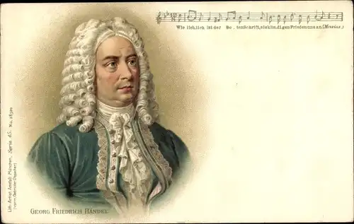 Litho Georg Friedrich Händel, Deutsch-britischer Komponist, Portrait, Messias